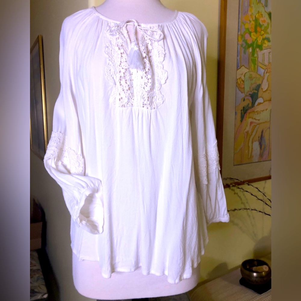 Joie ivory rayon peasant blouse